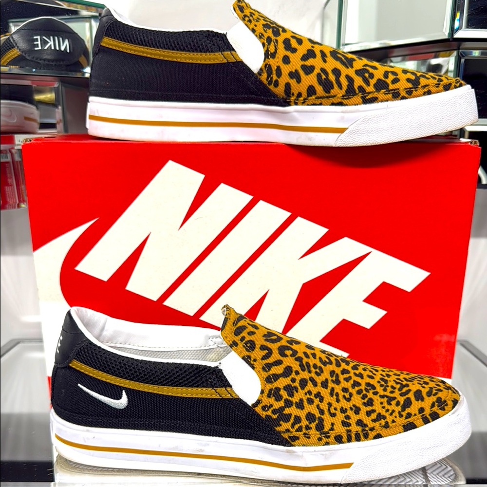 Nike Court Legacy Leopard Print Slip-On Sneakers